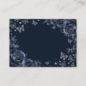 Navy Silver Quinceanera Reception Details Informatiekaartje (Achterkant)