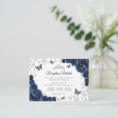 Navy Silver Quinceanera Reception Details Informatiekaartje (Staand voorkant)