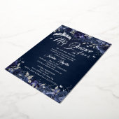 Navy Silver Roos Mis Quince Quinceanera Folie Uitnodiging (Gedraaid)