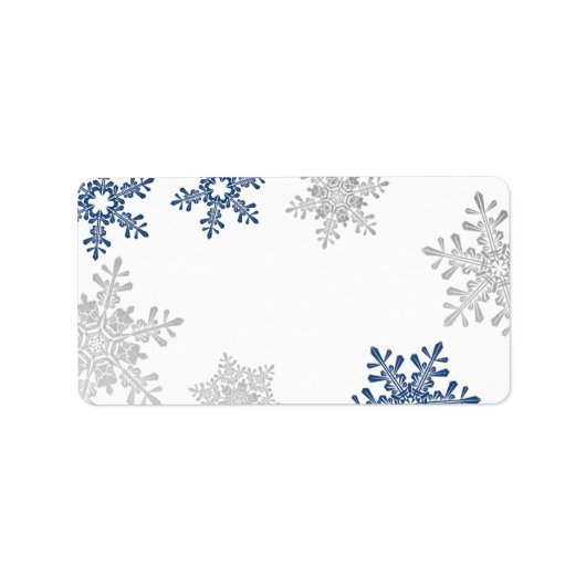 Navy Silver Sneeuwvlok Bruiloft Blank Adresetikett Etiket (Voorkant)