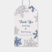 Navy Silver Snowflake Winter Dank u Cadeaulabel (Achterkant)