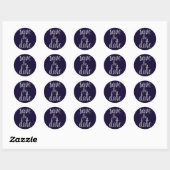 Navy & silver sparen de datum stickers, folie lett ronde sticker (Vel)