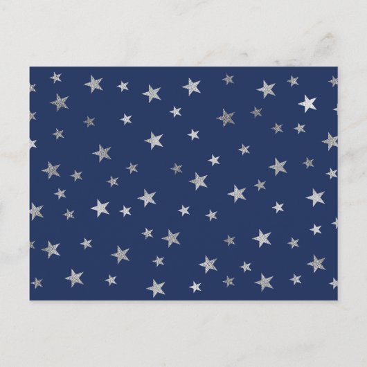 Navy Silver Stars Boy Diaper Raffle tickets Uitnodiging Briefkaart (Achterkant)