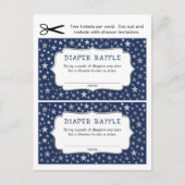 Navy Silver Stars Boy Diaper Raffle tickets Uitnodiging Briefkaart (Voorkant)