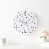 Navy Silver Stars Twinkle Baby Nursery Decor Grote Klok (Huis)