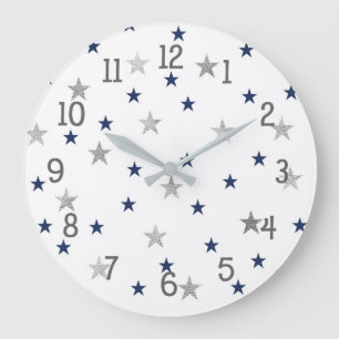 Navy Silver Stars Twinkle Baby Nursery Decor Grote Klok