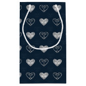 Navy & Silver Thorned Hearts Patterned Gift Bag Klein Cadeauzakje (Achterkant)