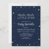 Navy & Silver | Twinkle Little Star-Baby shower Kaart (Voorkant)