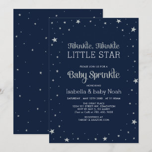 Navy & Silver   Twinkle Little Star-Baby shower Kaart