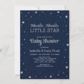 Navy & Silver | Twinkle Little Star-Baby shower Kaart (Voorkant)