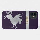 NAVY SILVER UNICORN IPHONE-HOESJE aanpasbaar Case-Mate iPhone Case (Achterkant (horizontaal))