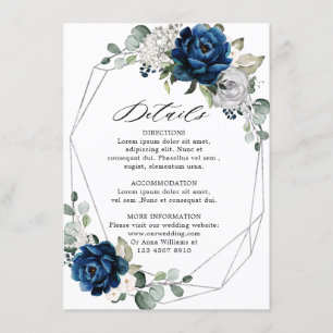 Navy Silver White Champagne Ivory Geometric Detail Informatiekaartje