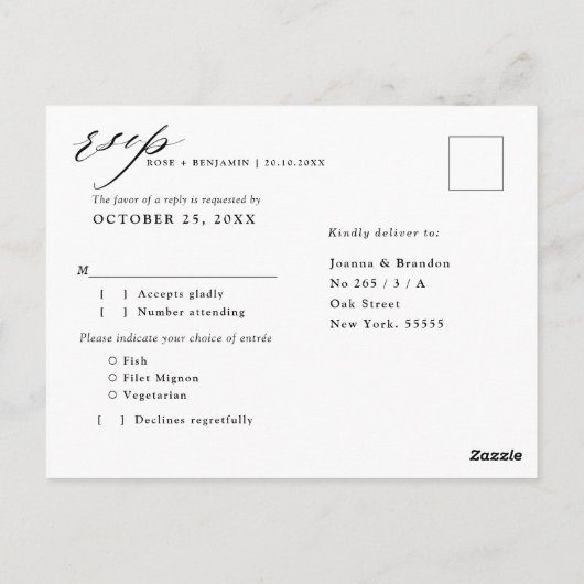 Navy Silver White Champagne Ivory Geometric RSVP Briefkaart (Achterkant)