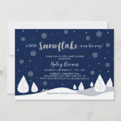 Navy & Silver Winter Wonderland Boy Baby shower Kaart (Voorkant)