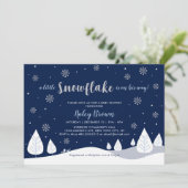 Navy & Silver Winter Wonderland Boy Baby shower Kaart (Staand voorkant)