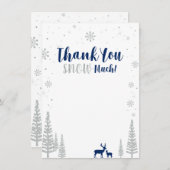 Navy & Silver Winter Wonderland Dank u kaart (Voorkant / Achterkant)