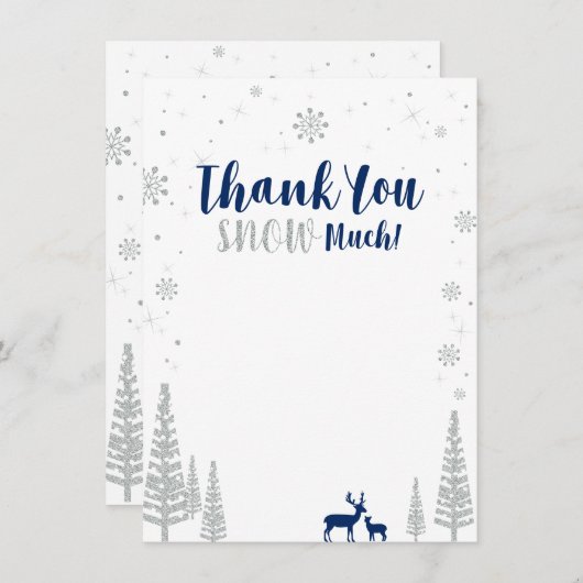 Navy & Silver Winter Wonderland Dank u kaart (Voorkant / Achterkant)
