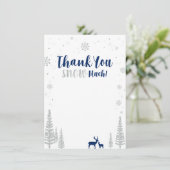 Navy & Silver Winter Wonderland Dank u kaart (Staand voorkant)