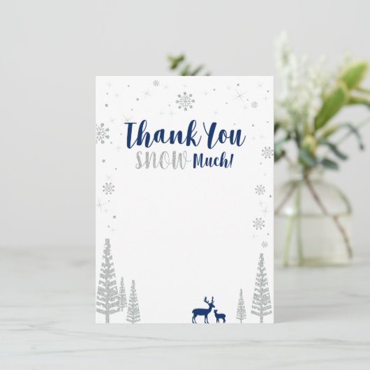 Navy & Silver Winter Wonderland Dank u kaart (Staand voorkant)