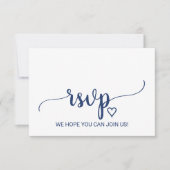 Navy Simple Calligrafie Liedverzoek RSVP Kaart (Voorkant)