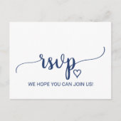 Navy Simple Calligraphy Menu Choice RSVP Briefkaar (Voorkant)