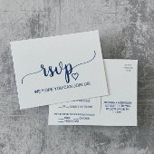 Navy Simple Calligraphy Menu Choice RSVP Briefkaar