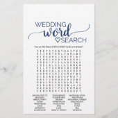 Navy Simple Calligraphy Weddenschap Word Search Ga Flyer (Achterkant)