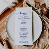 Navy Simple Calligraphy Wedding Dinner Menu Kaart