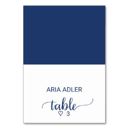 Navy Simple Calligraphy Wedding Escort Place Cards Kaart