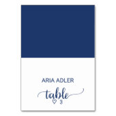 Navy Simple Calligraphy Wedding Escort Place Cards Kaart (Voorkant)