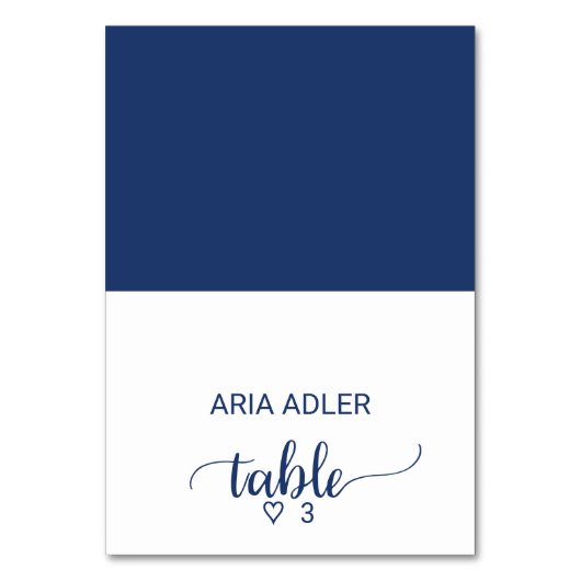 Navy Simple Calligraphy Wedding Escort Place Cards Kaart (Voorkant)