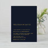 Navy Simple Elegant Modern Wedding Folie Uitnodiging (Staand Voorkant)