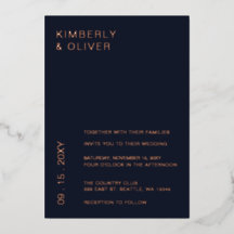 Navy Simple Elegant Modern Wedding Invitation