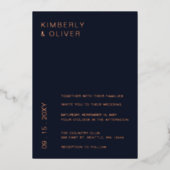 Navy Simple Elegant Modern Wedding Invitation Folie Uitnodiging (Voorkant)
