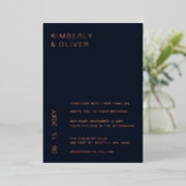 Navy Simple Elegant Modern Wedding Invitation Folie Uitnodiging (Staand Voorkant)