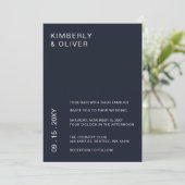 Navy Simple Elegant Modern Wedding Invitation Kaart (Staand voorkant)