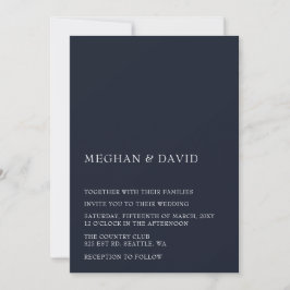 Navy Simple Elegant Modern Wedding Kaart