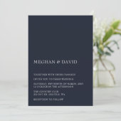 Navy Simple Elegant Modern Wedding Kaart (Staand voorkant)