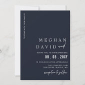 Navy Simple Elegant Modern Wedding Kaart (Voorkant)