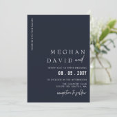 Navy Simple Elegant Modern Wedding Kaart (Staand voorkant)