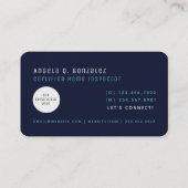 Navy Simple Modern Chic House Inspection Visitekaartje (Achterkant)