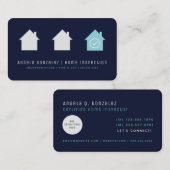 Navy Simple Modern Chic House Inspection Visitekaartje (Voorkant / Achterkant)