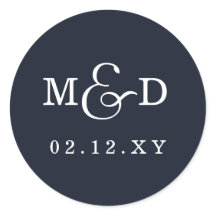 Navy Simple Modern Monogram Weddenschap