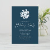 Navy Simple Snowflake Holiday Party Kaart (Staand voorkant)