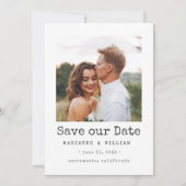 Navy Simple SQUARE Photo bruiloft, behalve datum Save The Date (Voorkant)