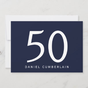 Navy Simple Surprise 50ste Verjaardagsfeest Kaart
