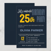 Navy Simple Trendy Verjaardag Uitnodiging (Voorkant / Achterkant)