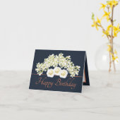 Navy Sinaasappel Boeket Orchideeën Rozen Happy Bir Kaart (Gele Bloem)