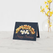 Navy Sinaasappel Boeket Orchids Lilies Happy Birth Kaart (Gele Bloem)