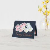 Navy Sinaasappel Boeket Wit Roze Rozen Verjaardag Kaart (Gele Bloem)